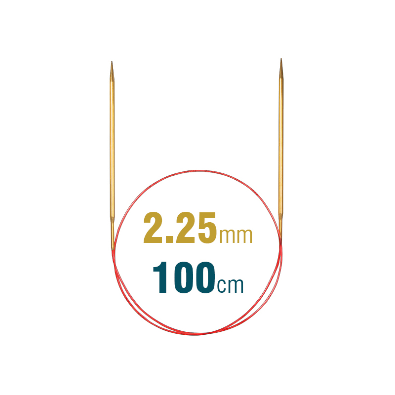 Addi Circular Needle 100cm x 2.25mm, Brass, Lace Long 755-7