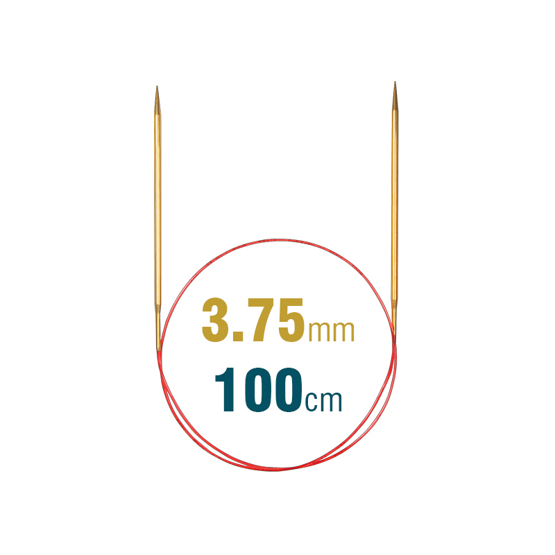 Addi Circular Needle 100cm x 3.75mm, Brass, Lace Long 755-7