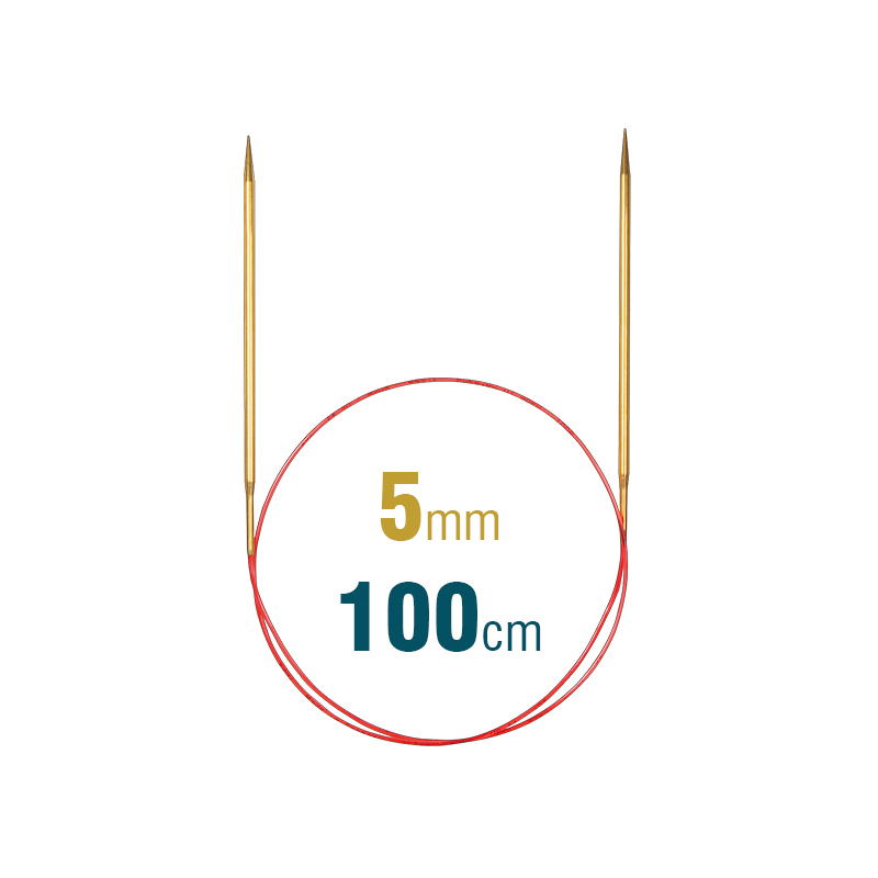 Addi Circular Needle 100cm x 5.00mm, Brass, Lace Long 755-7