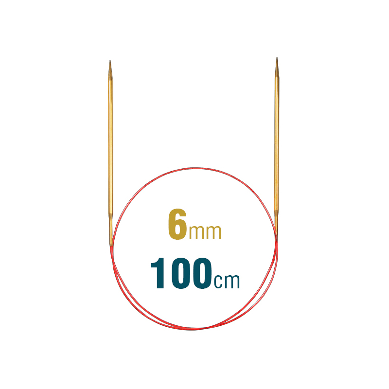 Addi Circular Needle 100cm x 6.00mm, Brass, Lace Long 755-7
