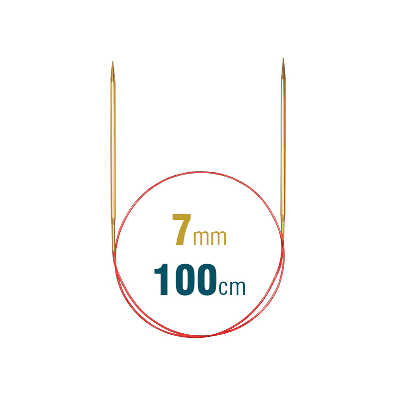 Addi Circular Needle 100cm x 7.00mm, Brass, Lace Long 755-7