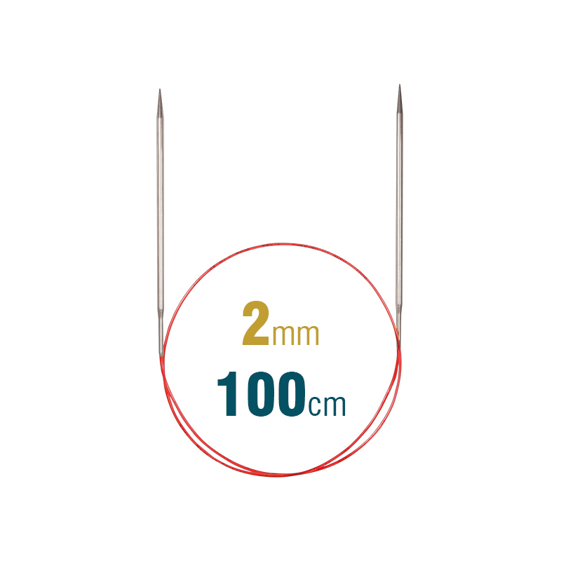 Addi Circular Needle 775-7, 100cm x 2.00mm, White Brass, With Extra Sharp Tips