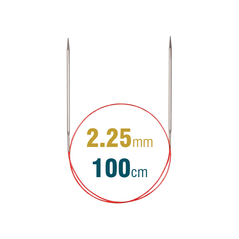 Addi Circular Needle 775-7, 100cm x 2.25mm, White Brass, With Extra Sharp Tips