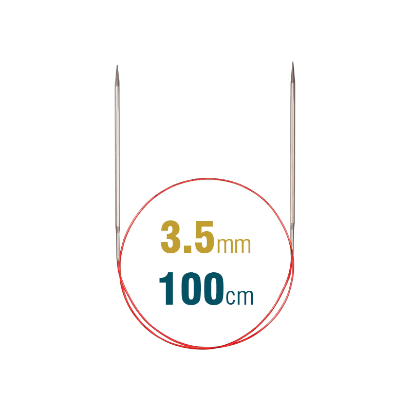 Addi Circular Needle 775-7, 100cm x 3.50mm, White Brass, With Extra Sharp Tips