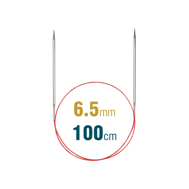 Addi Circular Needle 775-7, 100cm x 6.50mm, White Brass, With Extra Sharp Tips