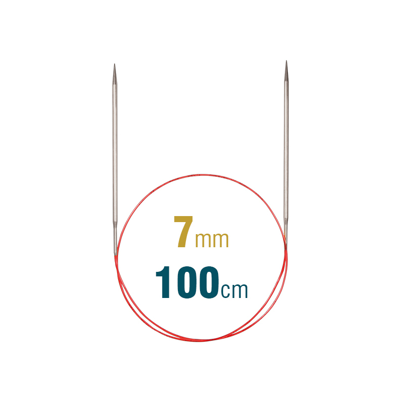 Addi Circular Needle 775-7, 100cm x 7.00mm, White Brass, With Extra Sharp Tips