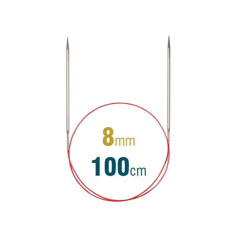 Addi Circular Needle 775-7, 100cm x 8.00mm, White Brass, With Extra Sharp Tips