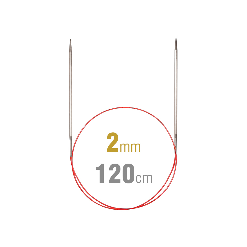 Addi Circular Needle 775-7, 120cm x 2.00mm, White Brass, With Extra Sharp Tips