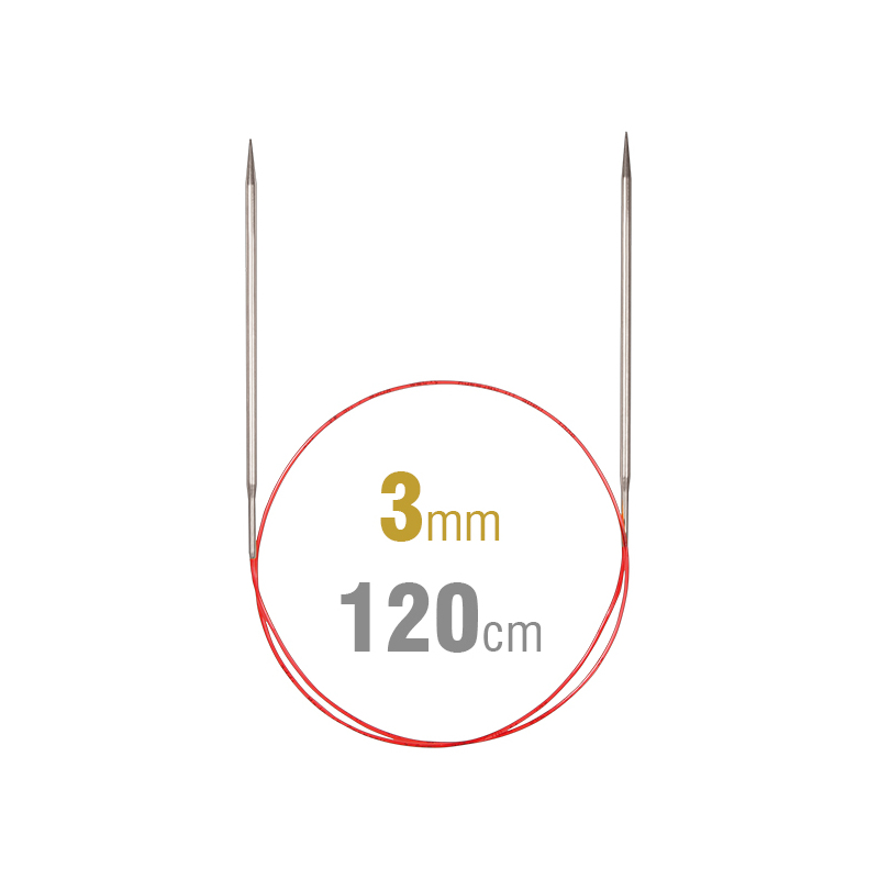 Addi Circular Needle 775-7, 120cm x 3.00mm, White Brass, With Extra Sharp Tips
