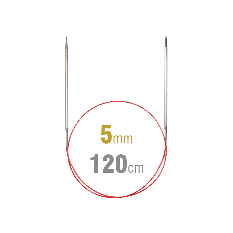 Addi Circular Needle 775-7, 120cm x 5.00mm, White Brass, With Extra Sharp Tips