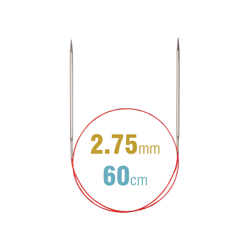 Addi Circular Needle 775-7, 60cm x 2.75mm, White Brass, With Extra Sharp Tips