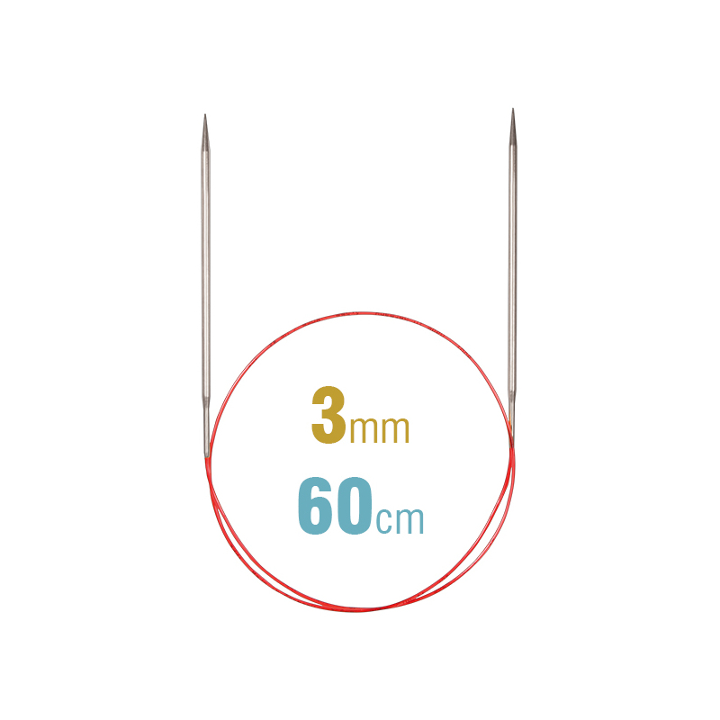 Addi Circular Needle 775-7, 60cm x 3.00mm, White Brass, With Extra Sharp Tips