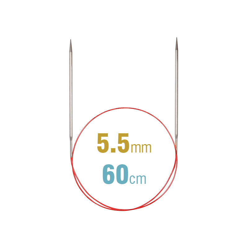 Addi Circular Needle 775-7, 60cm x 5.50mm, White Brass, With Extra Sharp Tips