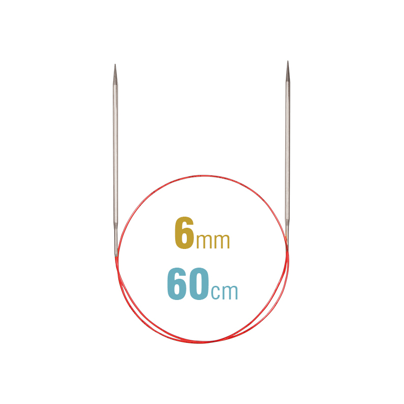 Addi Circular Needle 775-7, 60cm x 6.00mm, White Brass, With Extra Sharp Tips