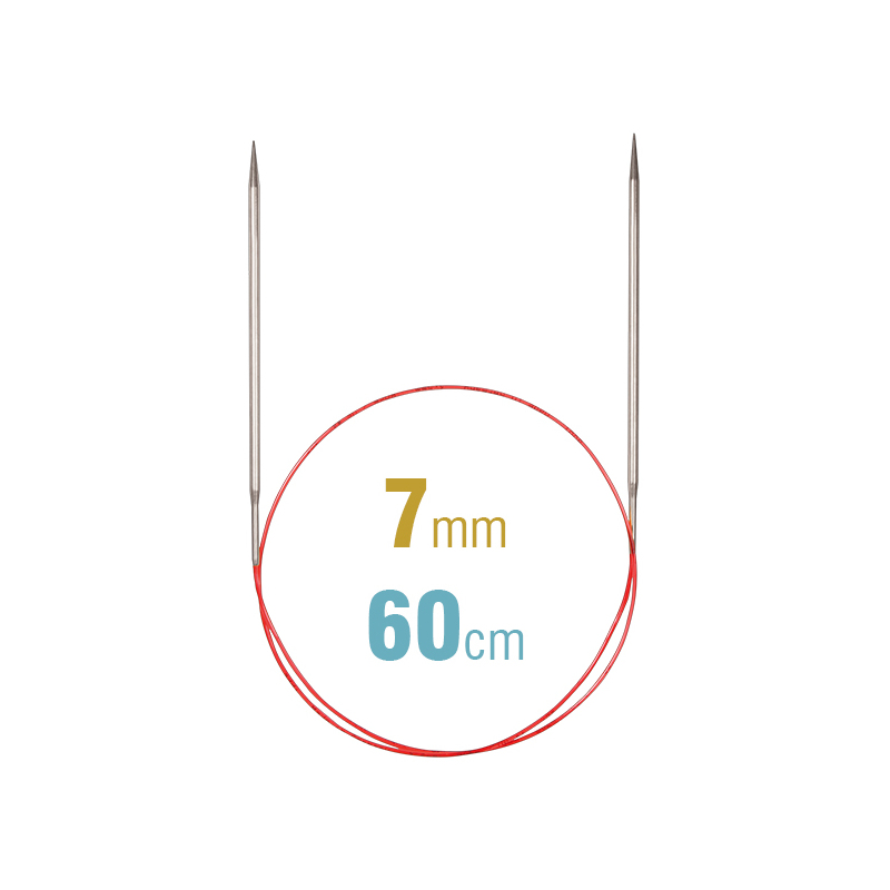 Addi Circular Needle 775-7, 60cm x 7.00mm, White Brass, With Extra Sharp Tips