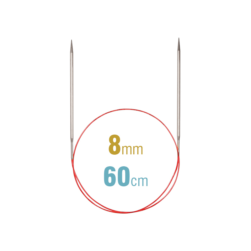 Addi Circular Needle 775-7, 60cm x 8.00mm, White Brass, With Extra Sharp Tips