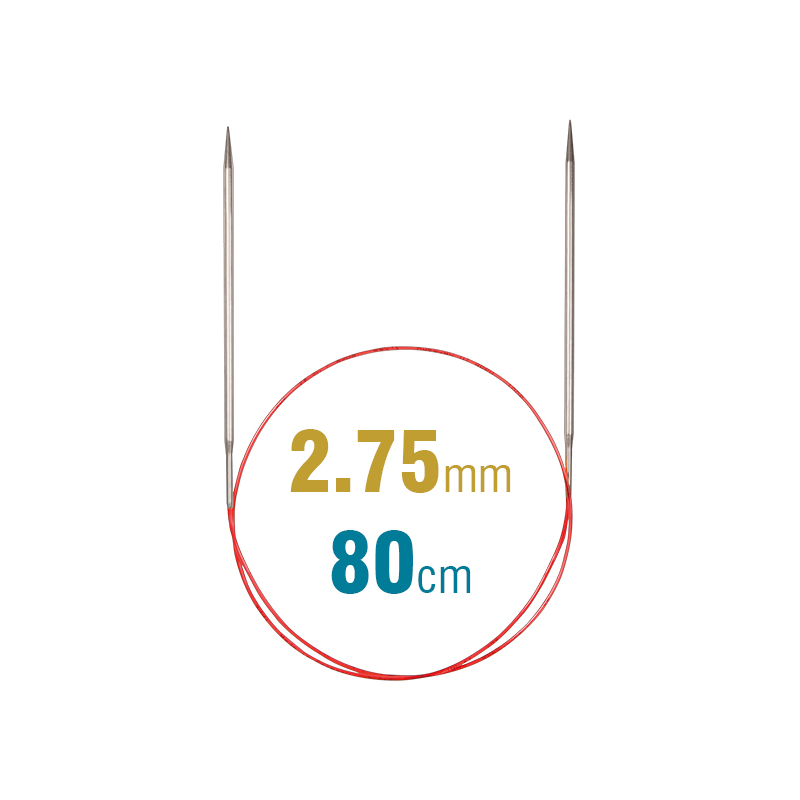 Addi Circular Needle 775-7, 80cm x 2.75mm, White Brass, With Extra Sharp Tips