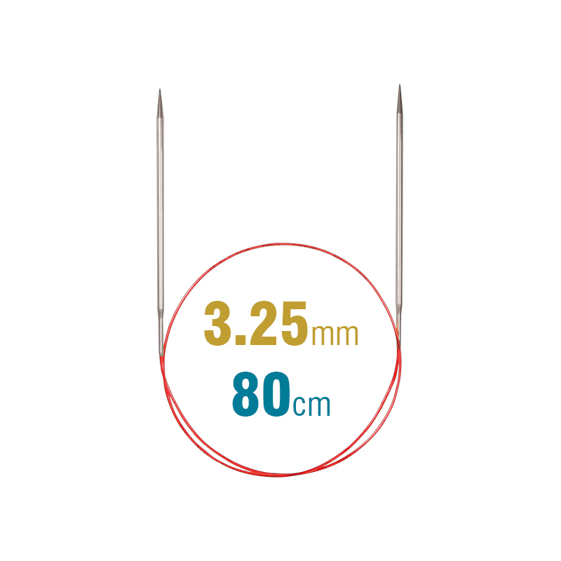 Addi Circular Needle 775-7, 80cm x 3.25mm, White Brass, With Extra Sharp Tips