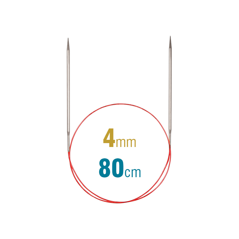 Addi Circular Needle 775-7, 80cm x 4.00mm, White Brass, With Extra Sharp Tips