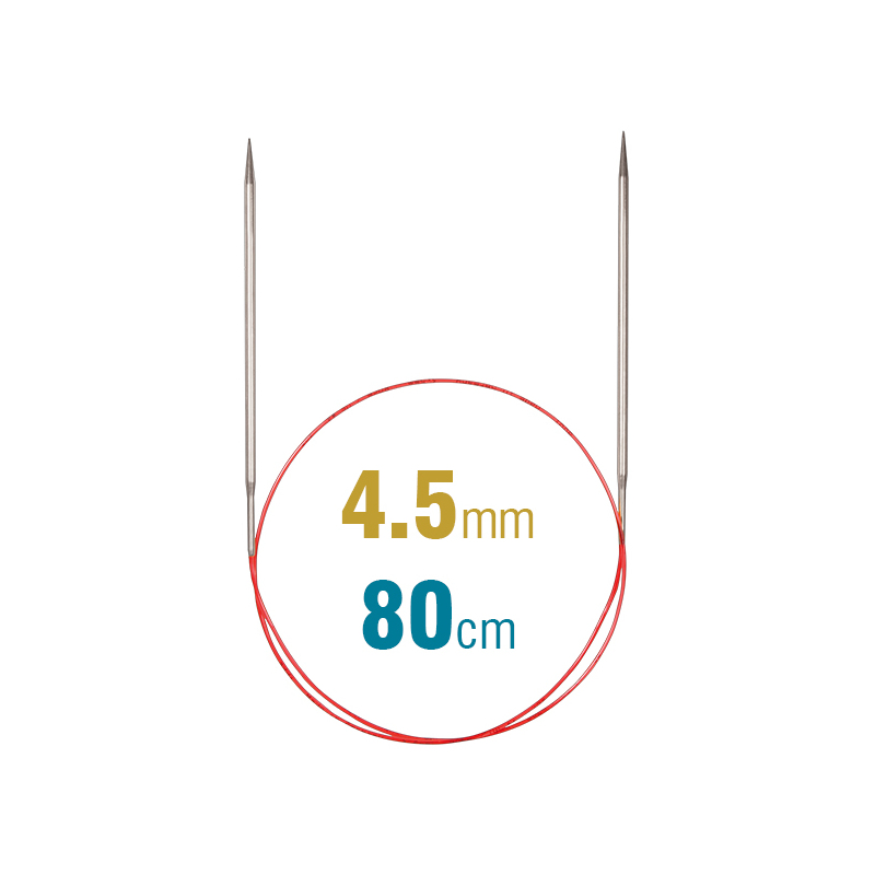 Addi Circular Needle 775-7, 80cm x 4.50mm, White Brass, With Extra Sharp Tips