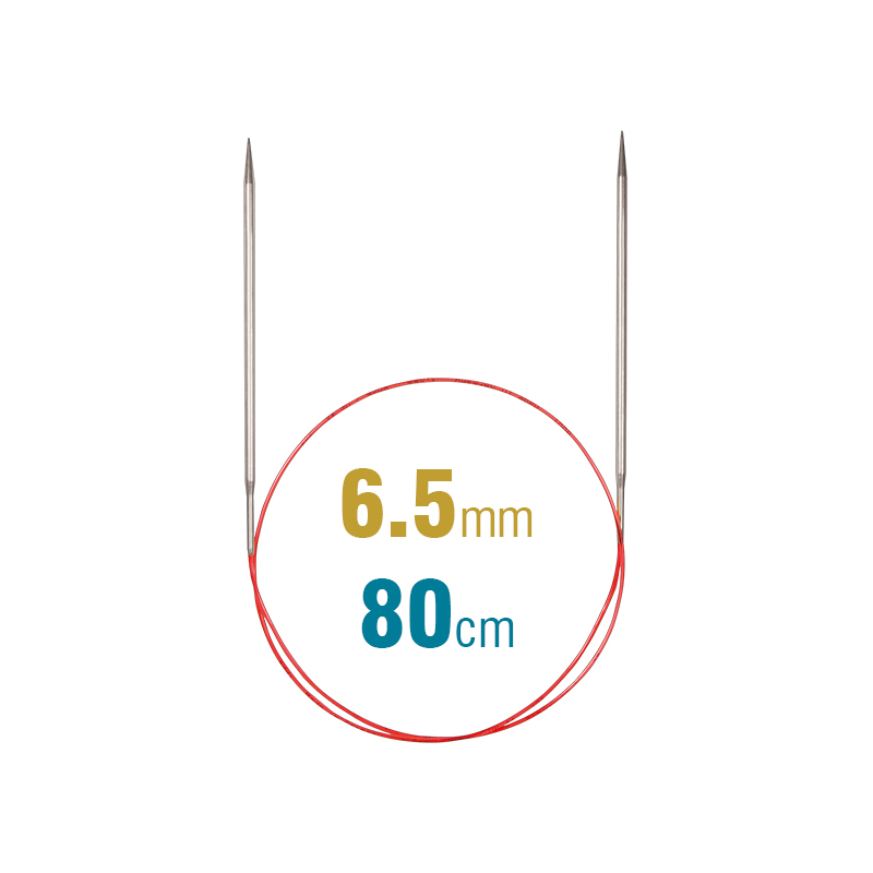 Addi Circular Needle 775-7, 80cm x 6.50mm, White Brass, With Extra Sharp Tips