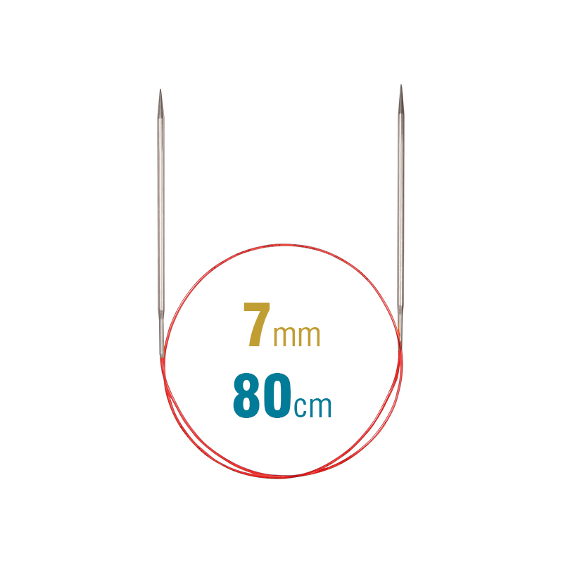 Addi Circular Needle 775-7, 80cm x 7.00mm, White Brass, With Extra Sharp Tips