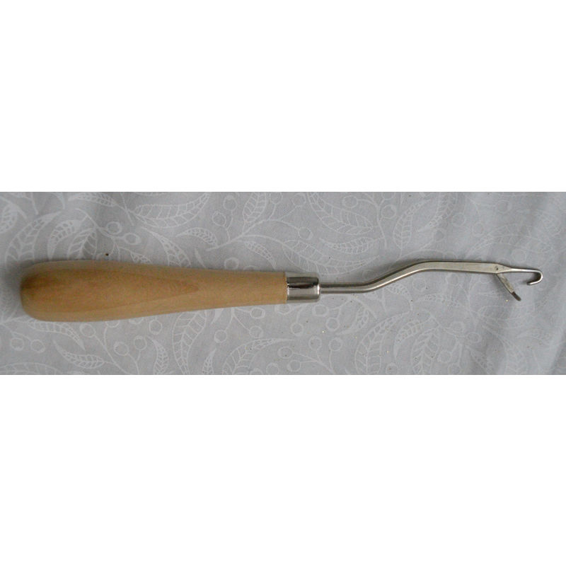 Addi Latch Rug Hook, Nickel Plated Hook, Wooden Handle, 165mm Long, Loose Pack