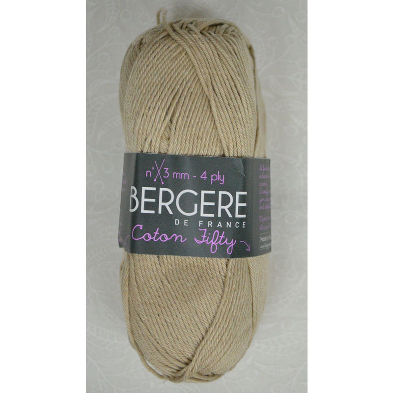 Bergere Yarn, Coton Fifty, 50/50 Cotton / Acrylic, 50g Ball 140m, Ficelle
