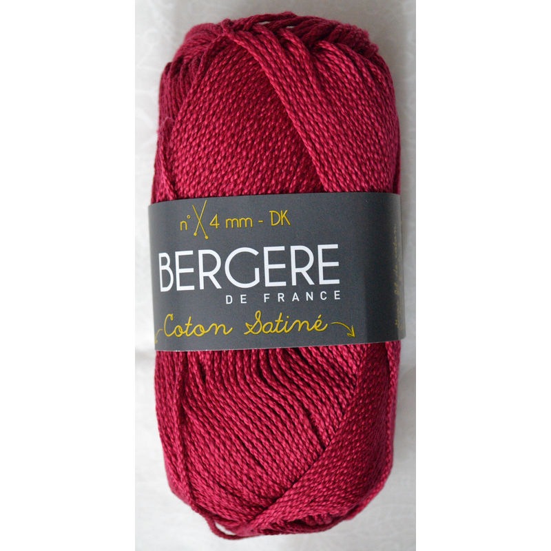 Bergere Yarn, Coton Satine 100% Mercerised Cotton, 50g, Framboise