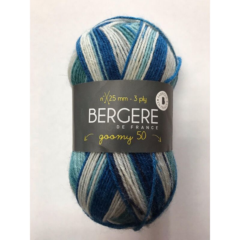 Bergere Goomy 50 Yarn, 75% Wool 25% Polyamide, 50g Ball, Imprim Marin