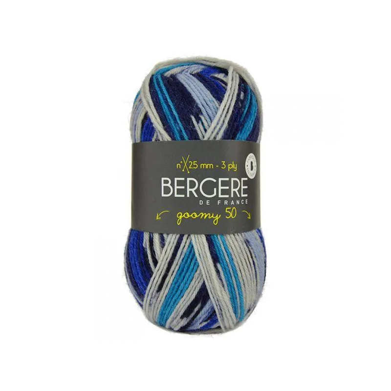 Bergere Goomy 50 Yarn, 75% Wool 25% Polyamide, 50g Ball, Imprim Lagon