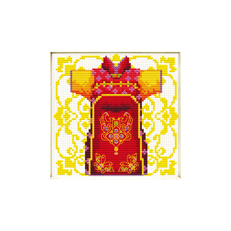 No Count Cross Stitch Kit Male Geisha Red 12 x 12cm