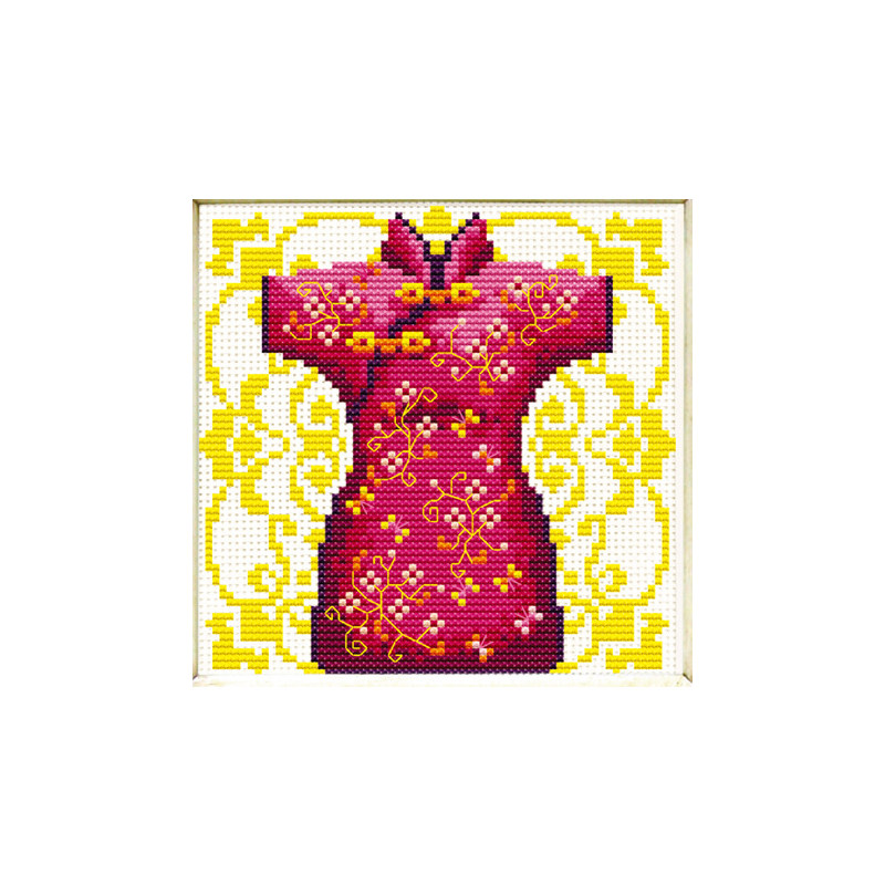 No Count Cross Stitch Kit FEMALE GEISHA RED 12 x 12cm