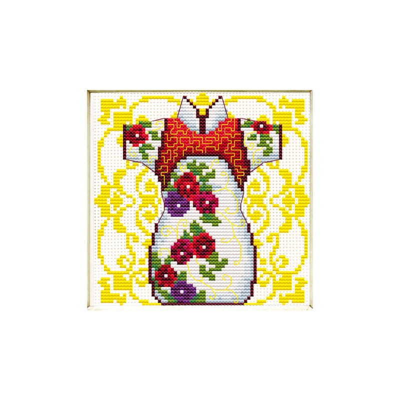 No Count Cross Stitch Kit Female Geisha Rose 12 x 12cm
