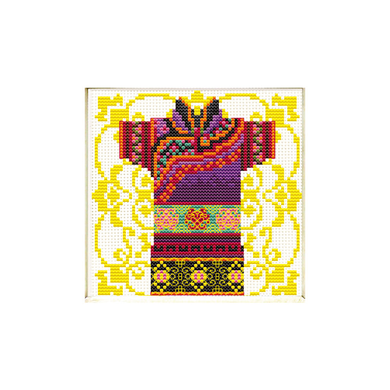 No Count Cross Stitch Kit Male Geisha Mauve 12 x 12cm