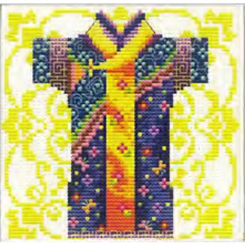 No Count Cross Stitch Kit Male Geisha Blue 12 x 12cm