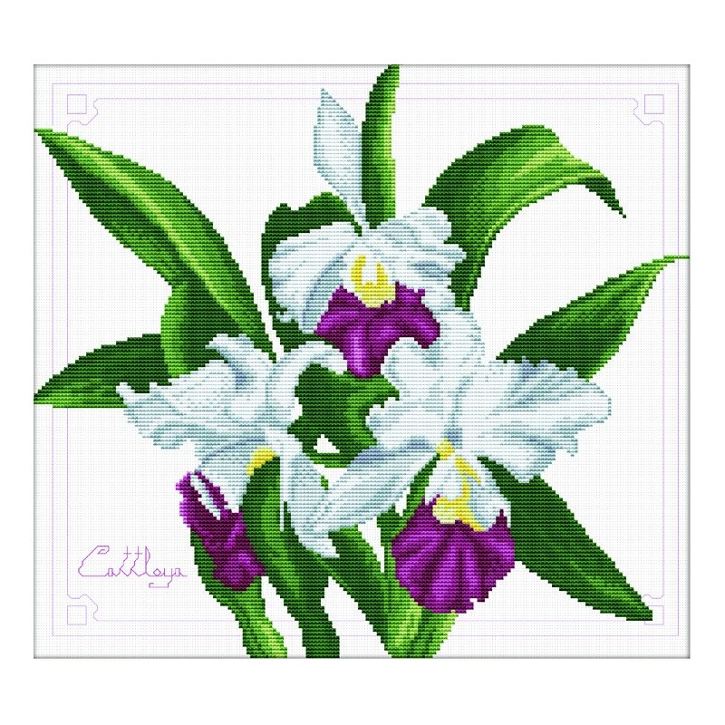 No Count Cross Stitch Kit BOUQUET OF ORCHIDS 33 x 29cm