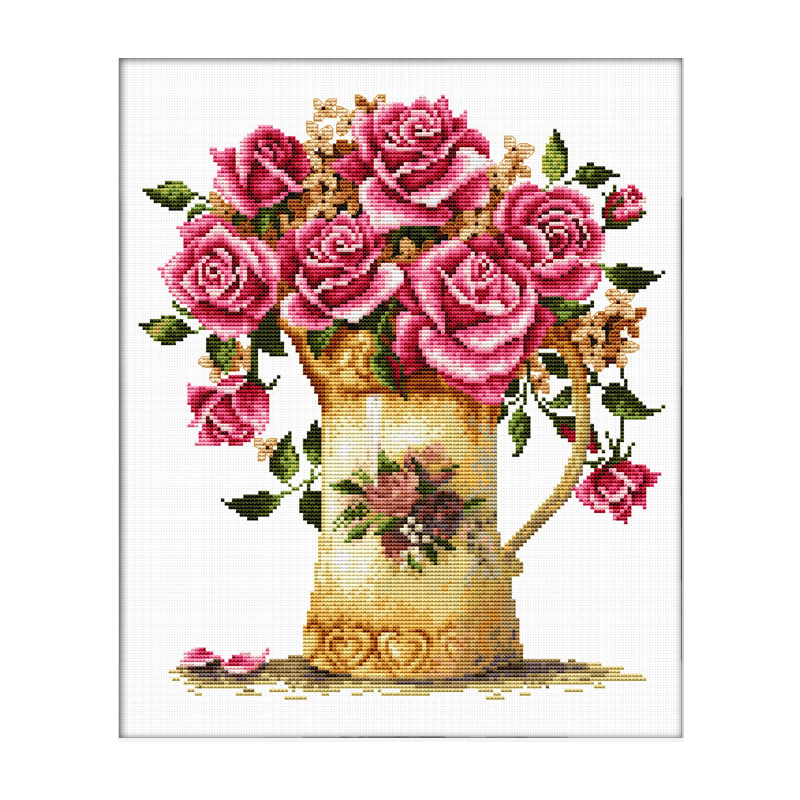 Needleart World, ANTIQUE FLOWER VASE, No Count Cross Stitch Kit, 26 x 29cm