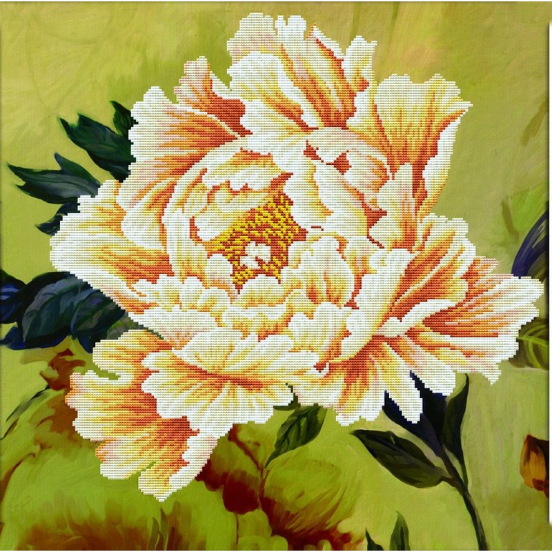 Needleart World No Count Cross Stitch Kit, BLOOMING PEONY 2, 51 x 51cm
