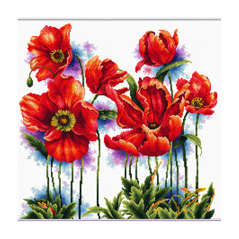 LOVELY POPPIES MC640.069, No Count Cross Stitch Kit, 40 x 40cm