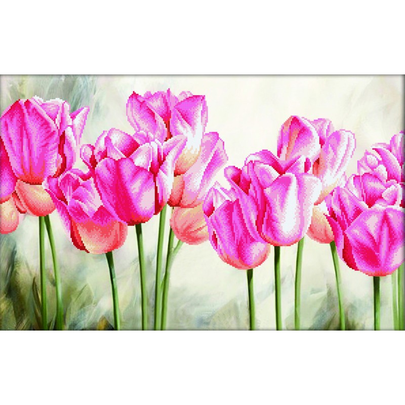 PINK TULIPS MC650.021, No Count Cross Stitch Kit, 67 x 42cm