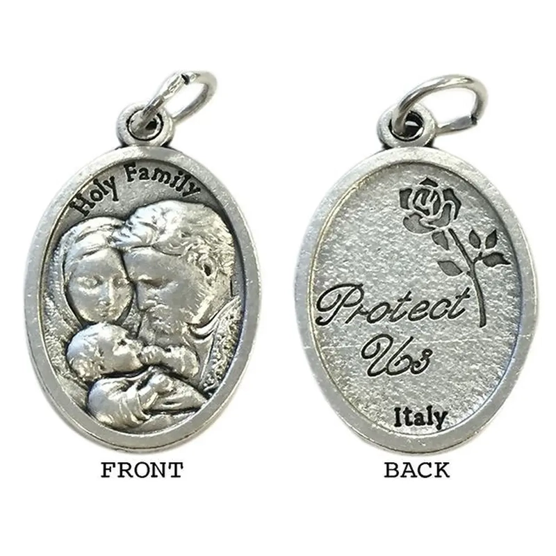 HOLY FAMILY Medal Pendant, SILVER TONE, 22mm X 15mm, MADE IN ITALY 