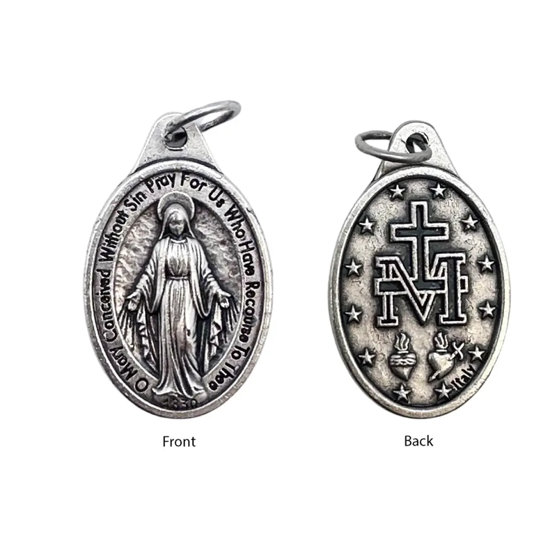 MIRACULOUS Medal Pendant, SILVER TONE, 22mm X 15mm, MADE IN ITALY