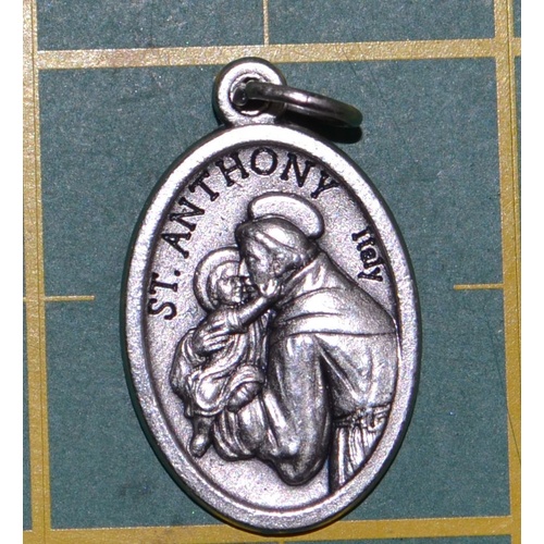 SAINT ANTHONY Medal Pendant, SILVER TONE, 22mm X 15mm, MADE IN ITALY