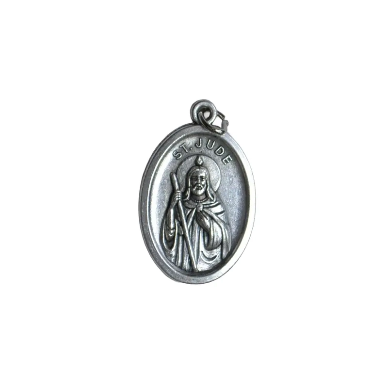 SAINT JUDE Medal Pendant, SILVER TONE, 22mm X 15mm, MADE IN ITALY