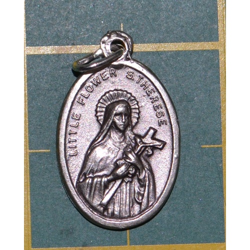 SAINT THERESA Medal Pendant, SILVER TONE, 22mm X 15mm, MADE IN ITALY