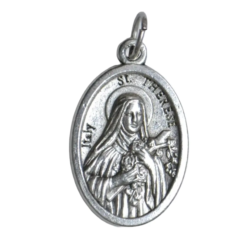 SAINT THERESA Medal Pendant, SILVER TONE, 22mm X 15mm, MADE IN ITALY