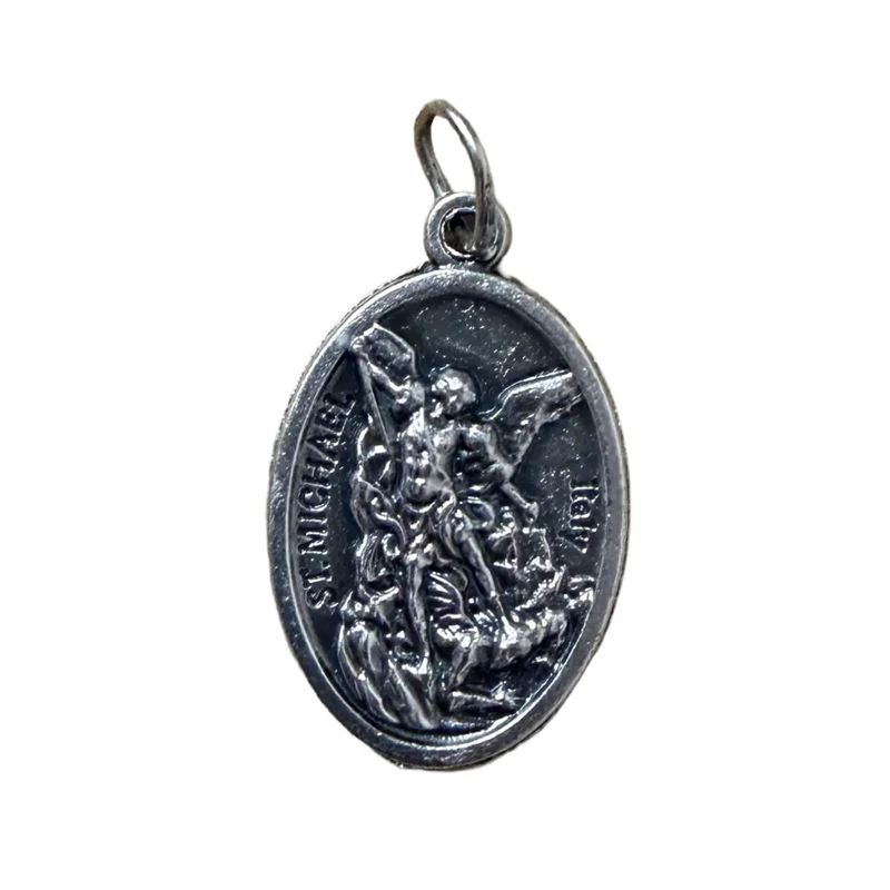 SAINT MICHAEL Medal Pendant, SILVER TONE, 22mm X 15mm, MADE IN ITALY