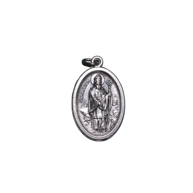 SAINT PATRICK Medal Pendant, SILVER TONE, 22mm X 15mm, MADE IN ITALY