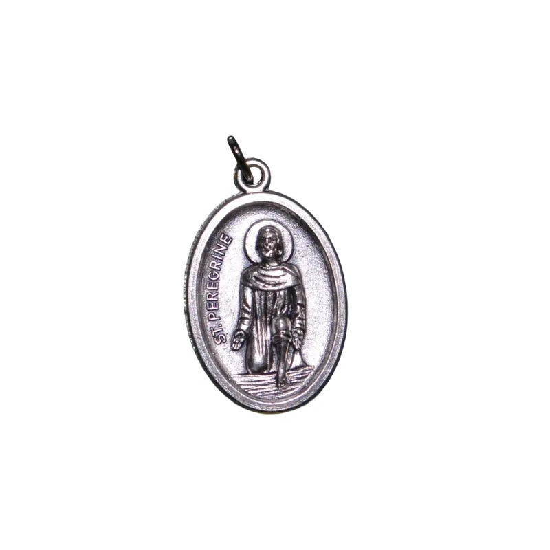 SAINT PEREGRINE Medal Pendant, SILVER TONE, 22mm X 15mm, MADE IN ITALY